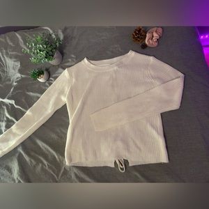 Off-White Soft Wool-Like Sweater with Cute Back Detail